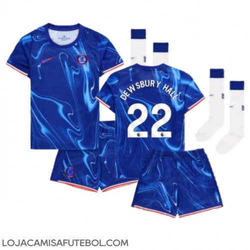 Camisa de Futebol Chelsea Kiernan Dewsbury-Hall #22 Equipamento Principal Infantil 2024-25 Manga Curta (+ Calças curtas)